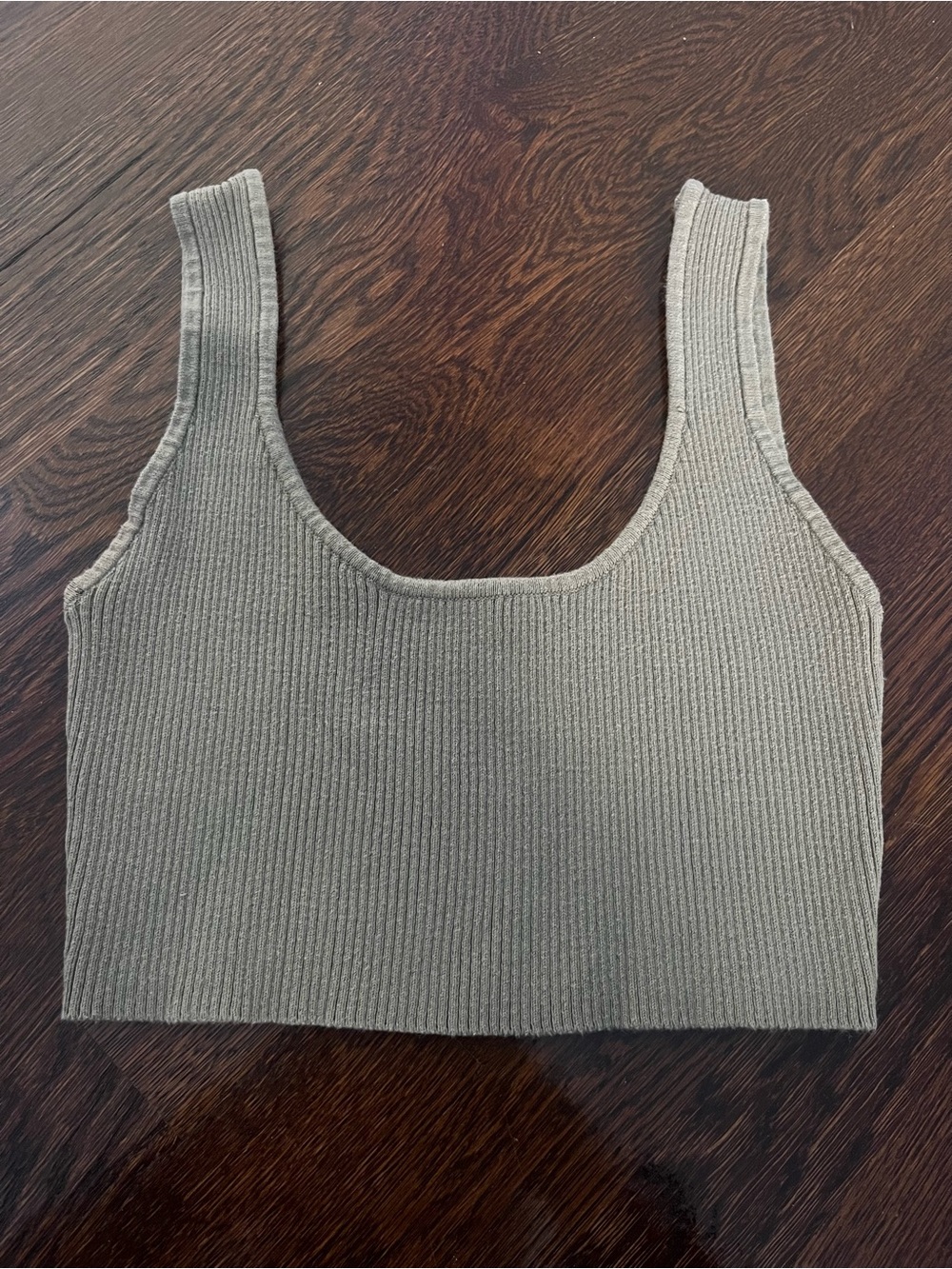 Ribbed Scoop Tank Top - Green